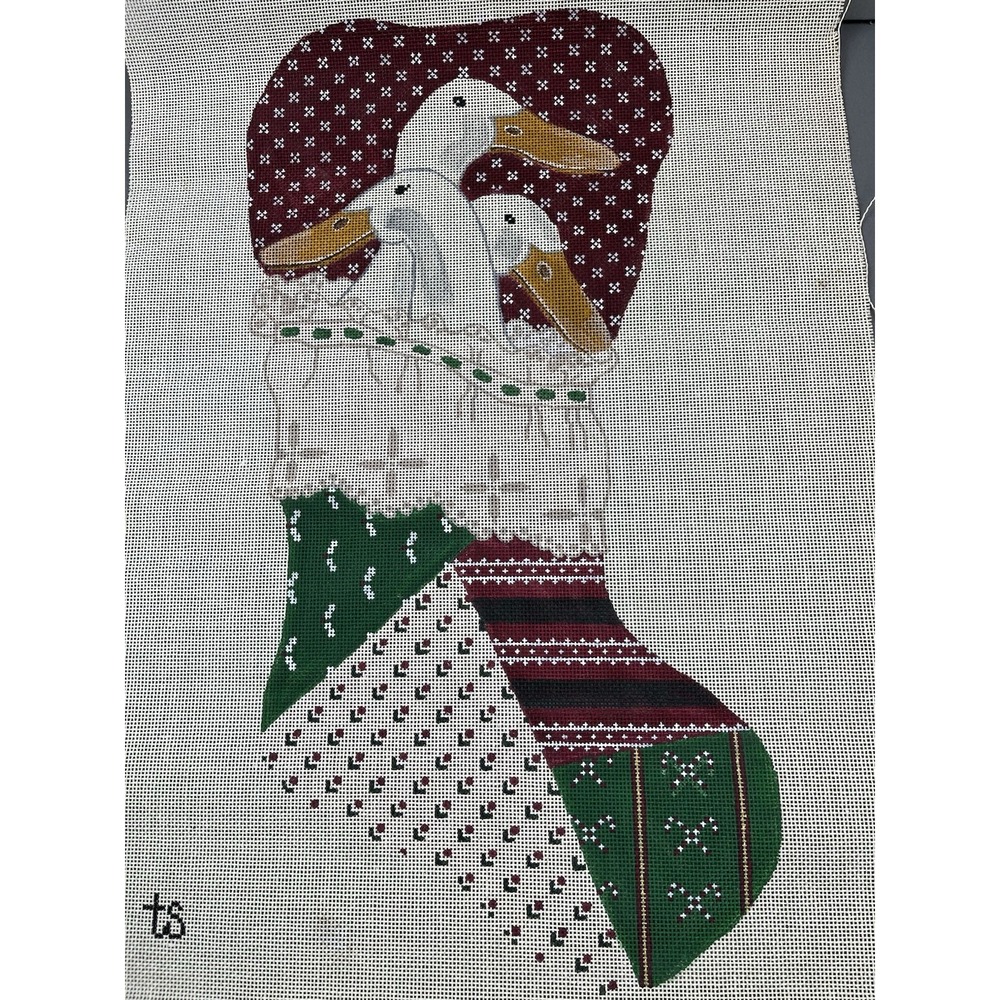 TS Designs Hand Painted Needlepoint Canvas * Christmas Stocking Geese Country‎ - Picture 3 of 10